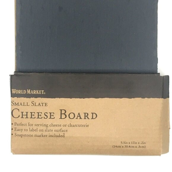 World Market Small Slate Cheese Board 12 in x 5.5 in Serving Tray w/Chalk - Picture 2 of 4